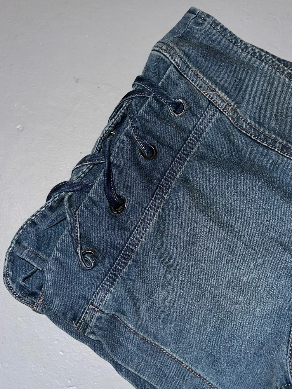 Free people Denim Lace-Up Women's Shorts - Dark Blue - Picture 3 of 5